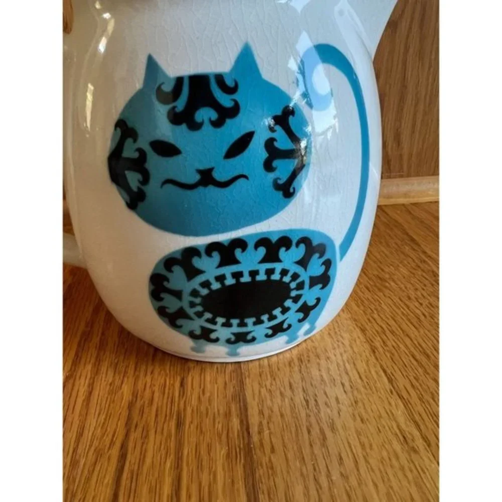 Arabia Finland‎ Scandinavian Mod Kitty Blue Cat Large Pitcher Vintage